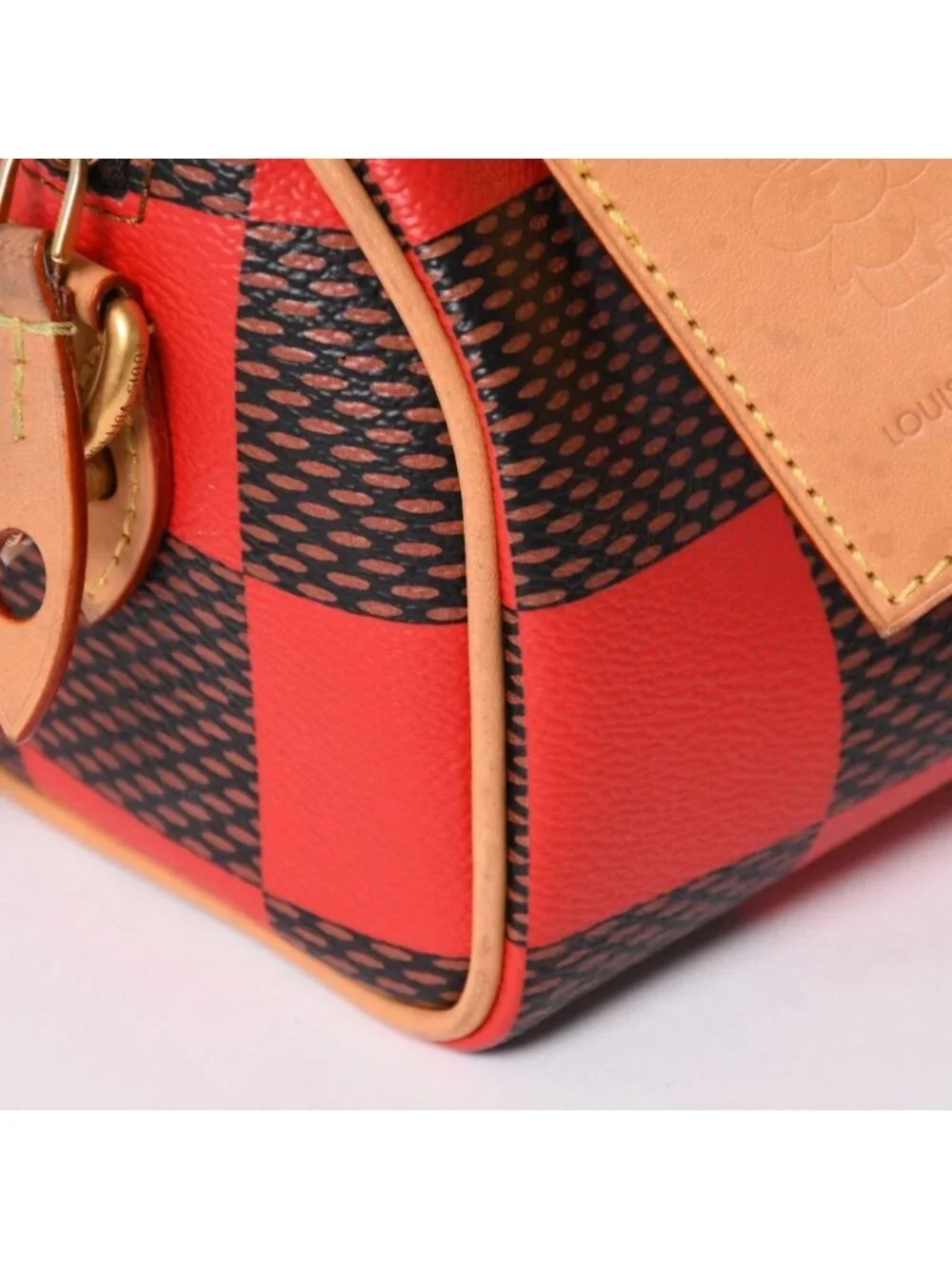 Louis Vuitton Speedy Bandouliere 18 Rouge Damier Pop Brown Red Handbag